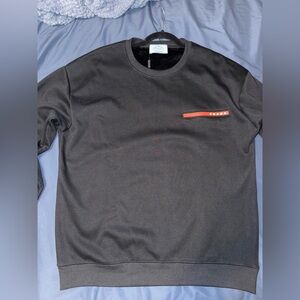 Prada Black Crewneck Sweater with Minimalist Design